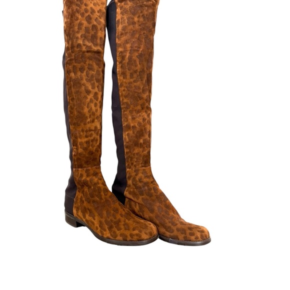 Stuart Weitzman Brown Cheetah Over-the-Knee Boots With Stretchy Back - Picture 2 of 12
